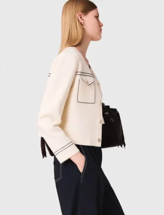 Gecropte vest met stiksels