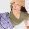 Gehaakte raffia buckethoed