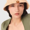 Gehaakte raffia buckethoed