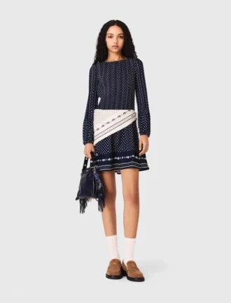 Geplooide jurk met bandana-print