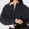 Geruit cropped shirt met strass