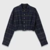 Geruit cropped shirt met strass