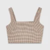 Geruite top met bandjes en strass