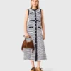 Gestreepte gebreide maxi-jurk