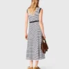 Gestreepte gebreide maxi-jurk