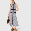 Gestreepte gebreide maxi-jurk