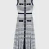 Gestreepte gebreide maxi-jurk