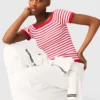 Gestreepte gebreide top met boothals