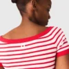 Gestreepte gebreide top met boothals