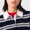 Gestreepte polo met kraag met strass-steentjes