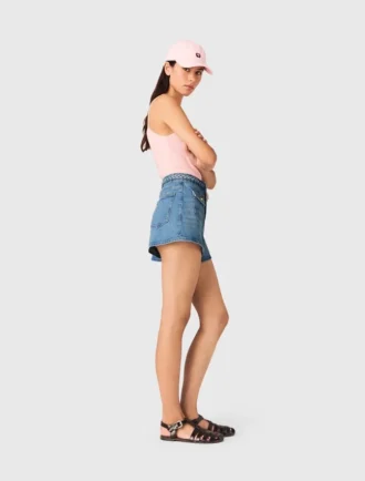 Gevlochten denim short