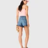 Gevlochten denim short
