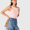 Gevlochten denim short