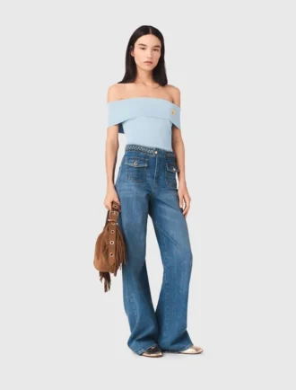 Gevlochten flared jeans
