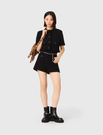 Glanzende tweed short