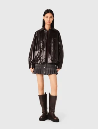 Jacket van gekraakt kunstleer