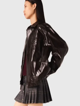 Jacket van gekraakt kunstleer