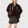 Jacket van gekraakt kunstleer