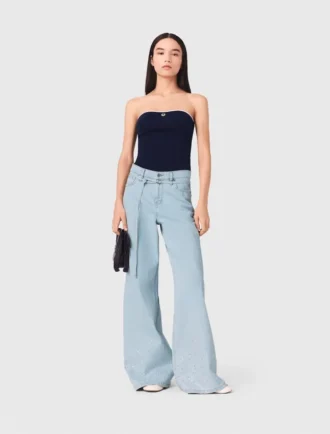Jeans met wijde pijpen en strass