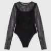Jersey top met diamantjes