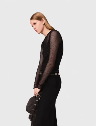 Jersey top met diamantjes
