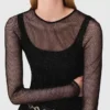 Jersey top met diamantjes