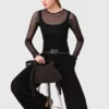 Jersey top met diamantjes