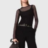 Jersey top met diamantjes
