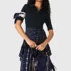 Jurk van gemengd materiaal met bandana-print