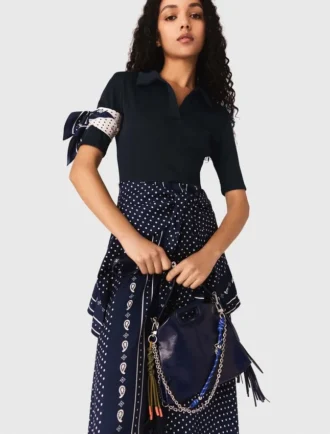Jurk van gemengd materiaal met bandana-print