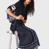 Jurk van gemengd materiaal met bandana-print
