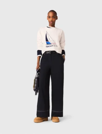 Katoenen broek met leren riem