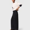 Katoenen broek met leren riem