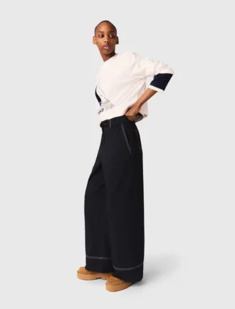 Katoenen broek met leren riem