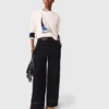 Katoenen broek met leren riem