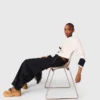 Katoenen broek met leren riem