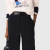 Katoenen broek met leren riem