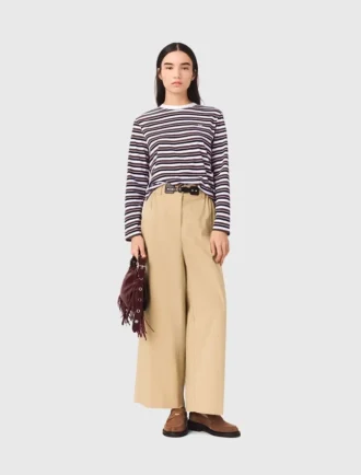 Katoenen broek met wijde pijpen