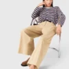 Katoenen broek met wijde pijpen