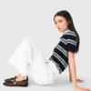 Katoenen broek met wijde pijpen