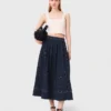 Katoenen rok met studs en uitlopende pijpen