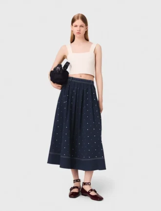 Katoenen rok met studs en uitlopende pijpen