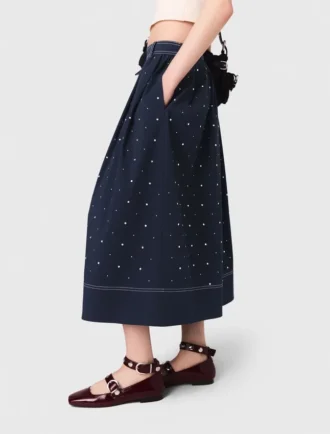 Katoenen rok met studs en uitlopende pijpen