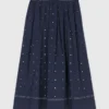Katoenen rok met studs en uitlopende pijpen