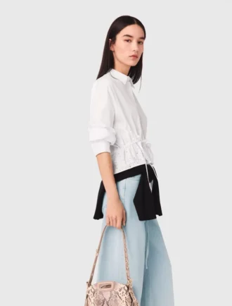 Katoenen shirt met strass-steentjes
