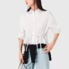 Katoenen shirt met strass-steentjes