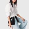 Katoenen shirt met strass-steentjes