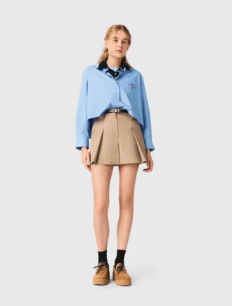 Katoenen short met plooien