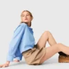 Katoenen short met plooien