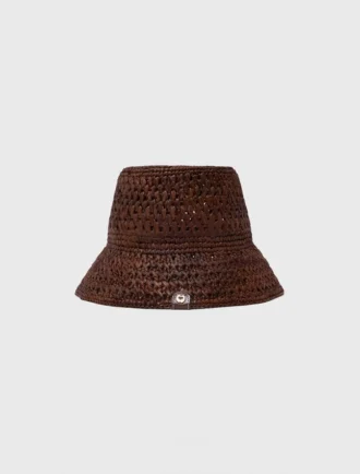 Kleurrijke buckethoed van natuurlijk raffia